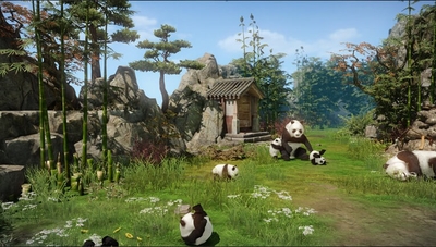 ▲パンダが穏やかに暮らしている島。