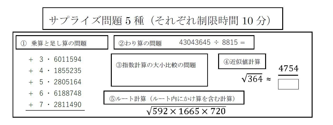 サプライズ問題5種出題例