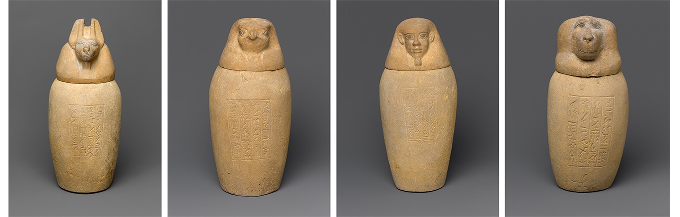 《カノプス壺と蓋》(4体) 前664~前525年またはそれ以降 ブルックリン博物館蔵 Photo:Brooklyn Museum