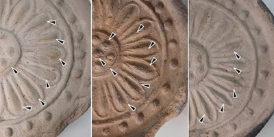 軒丸瓦の瓦当面に残る痕跡