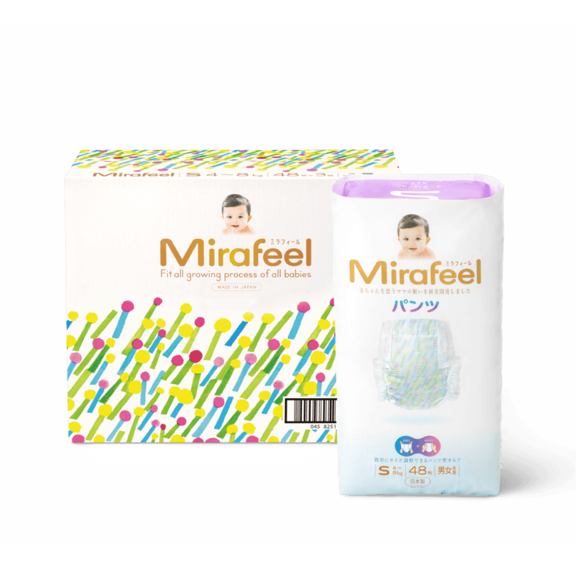 Mirafeel XLサイズ 紙おむつ 2箱セット（4パック✖️2） 世界初※のサイズ調整可能な未来感覚パンツタイプ紙おむつ 「ミラ