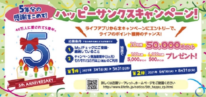 「LC JCBカード」は40万人に愛されて5周年。5年分の感謝をこめて!最大50,000ポイントが当たる「ハッピーサンクスキャンペーン」を実施!
