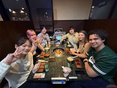 栄のあみやき亭。留学生歓迎のスポーツ大会のあと、SAの学生から焼肉に誘ってもらいました（チェレステ）