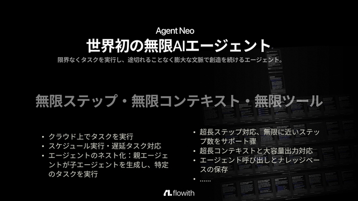 世界発の無限AIエージェント