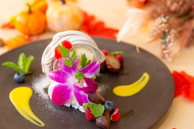 ＜ウェルカムスイーツ＞ロールデニッシュのモンブラン仕立て