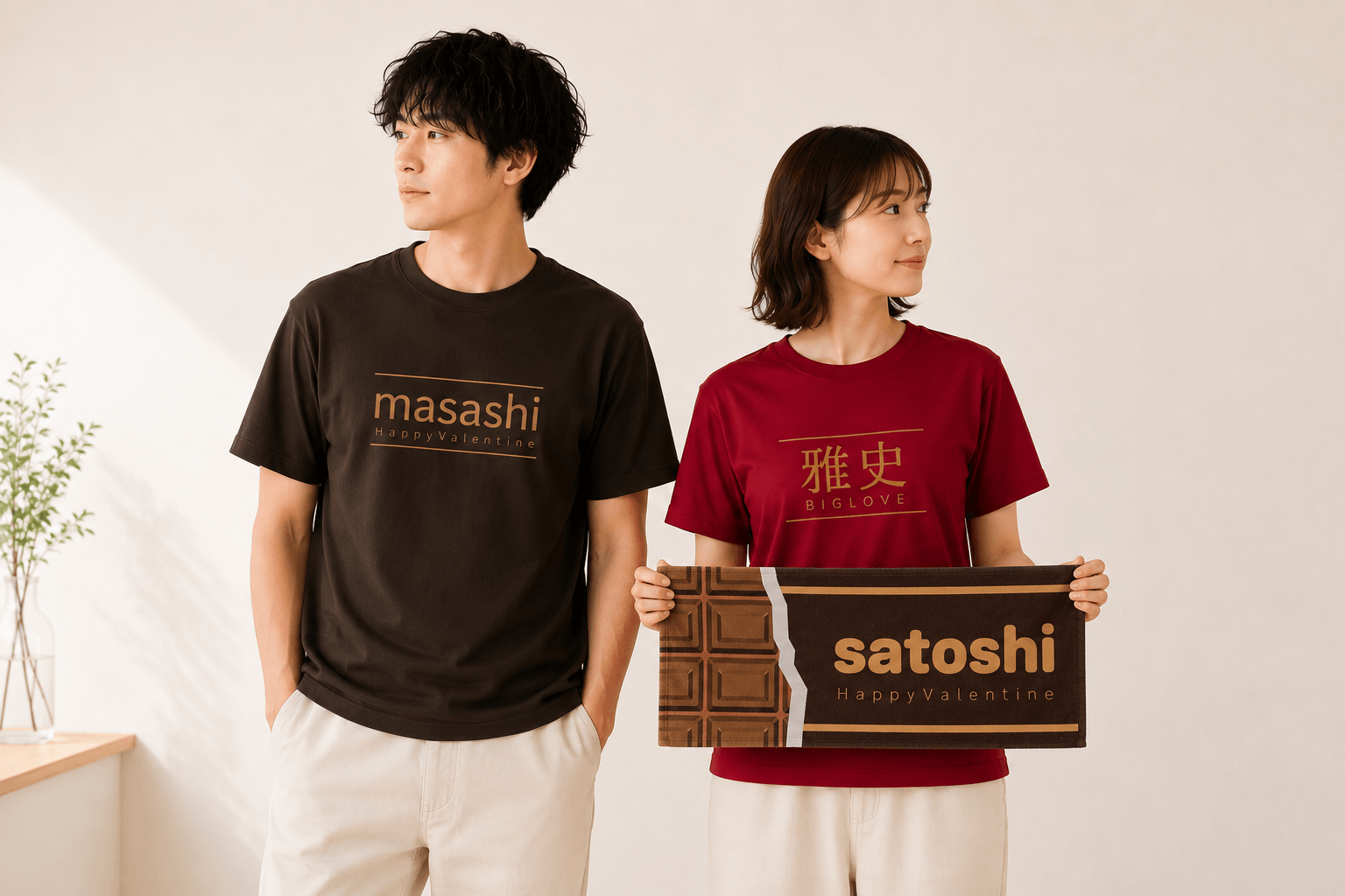 7月7日はサマーバレンタイン。板チョコ風デザインの名入れTシャツ＆タオル製品を期間限定セール