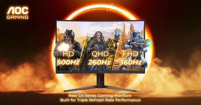 AOC、新型G4シリーズゲーミングモニターを発表、トリプルリフレッシュレート性能を実現