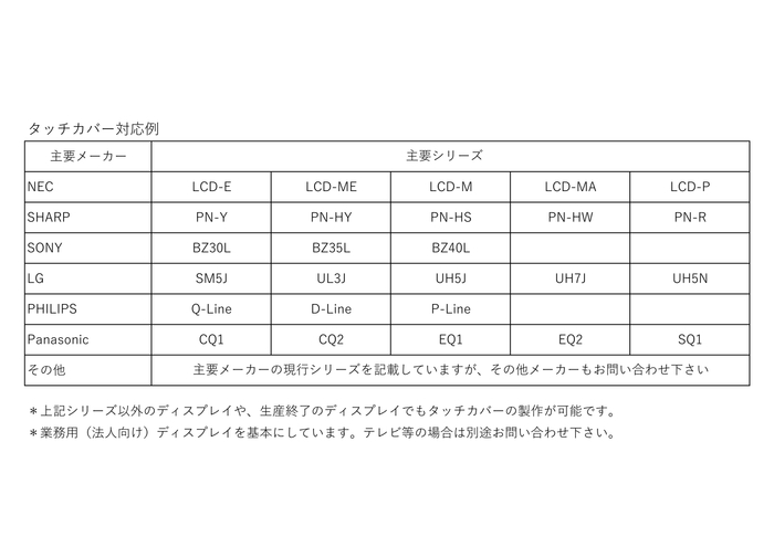 タッチカバー対応例