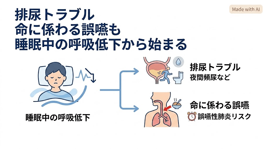 眠りづらさの正体──シリーズ第7回　「尿失禁と誤嚥」の正体は"睡眠中の呼吸低下"だった──自律神経と末梢神経のセンサー機能が弱まり、排尿反射が遅れる構造