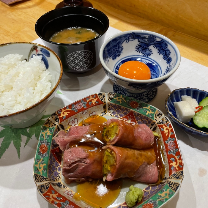 コースの一部(一口すき焼き)