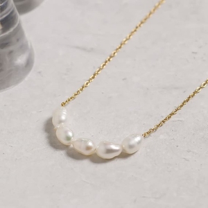【18K】5連淡水パールステンレスネックレス