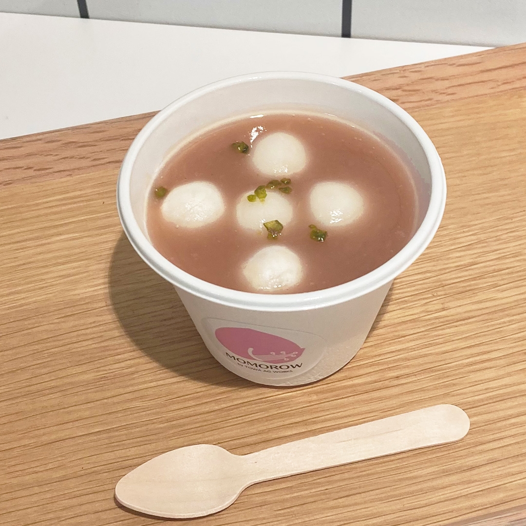 ▲桃の和風スイーツ「ももしるこ」(税込580円)