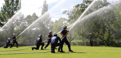 学生消防団による定期的な訓練の様子