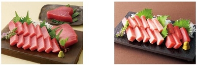 〈黒門市場　新魚栄〉  近大マグロセット（左）、近大マグロセット（右）