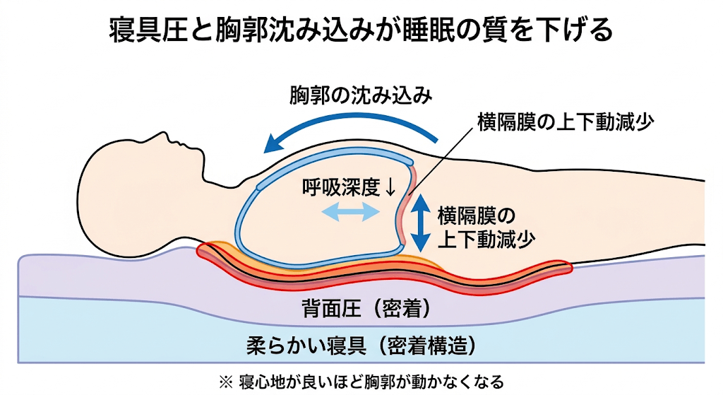寝具圧と胸郭沈み込みが睡眠の質を下げる──睡眠中の呼吸を静かに奪う"密着構造"の盲点　シリーズ第4回