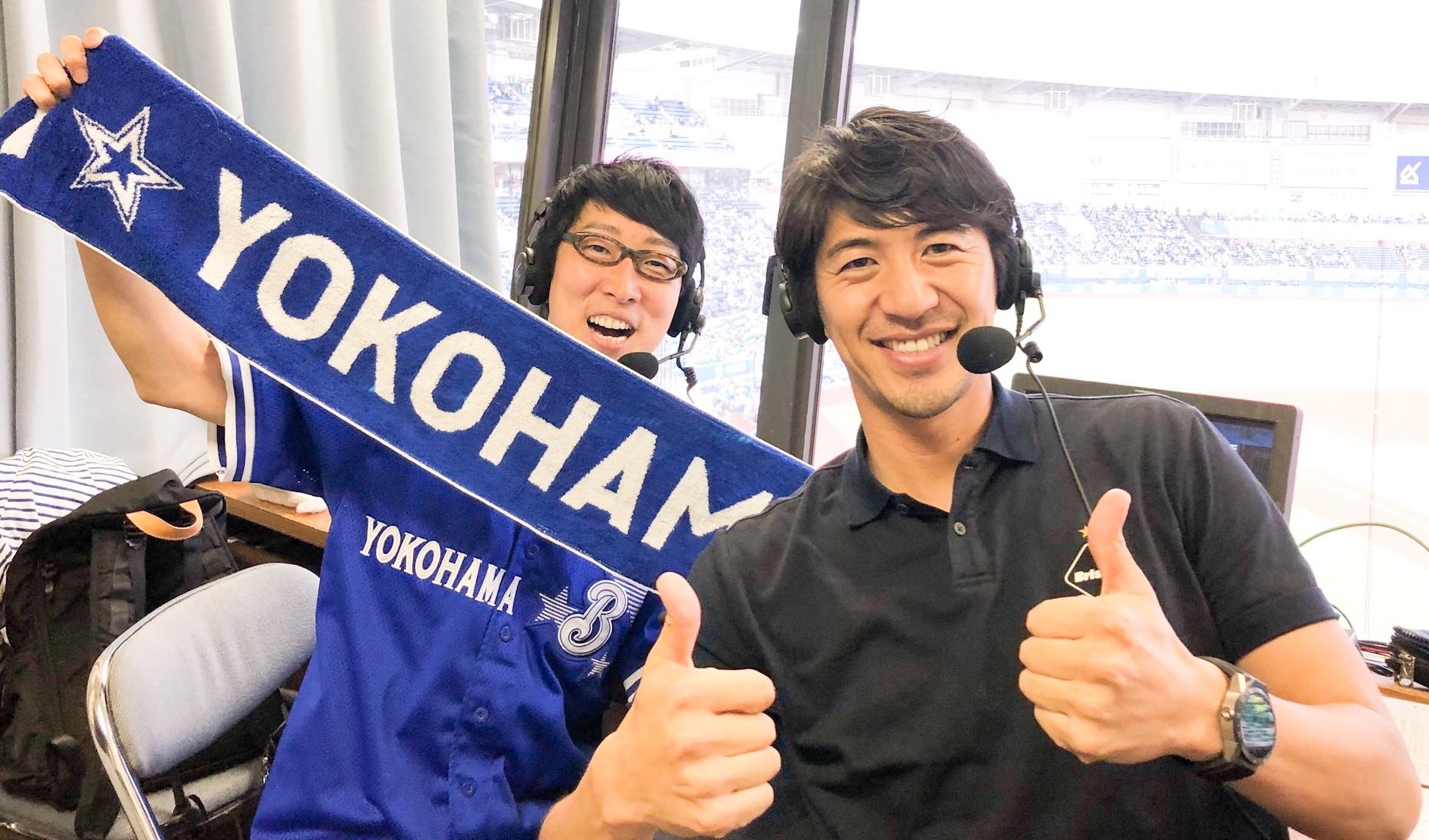 (左から)ダーリンハニー 吉川正洋さん、田中大貴アナ ※2019年6月12日出演時撮影