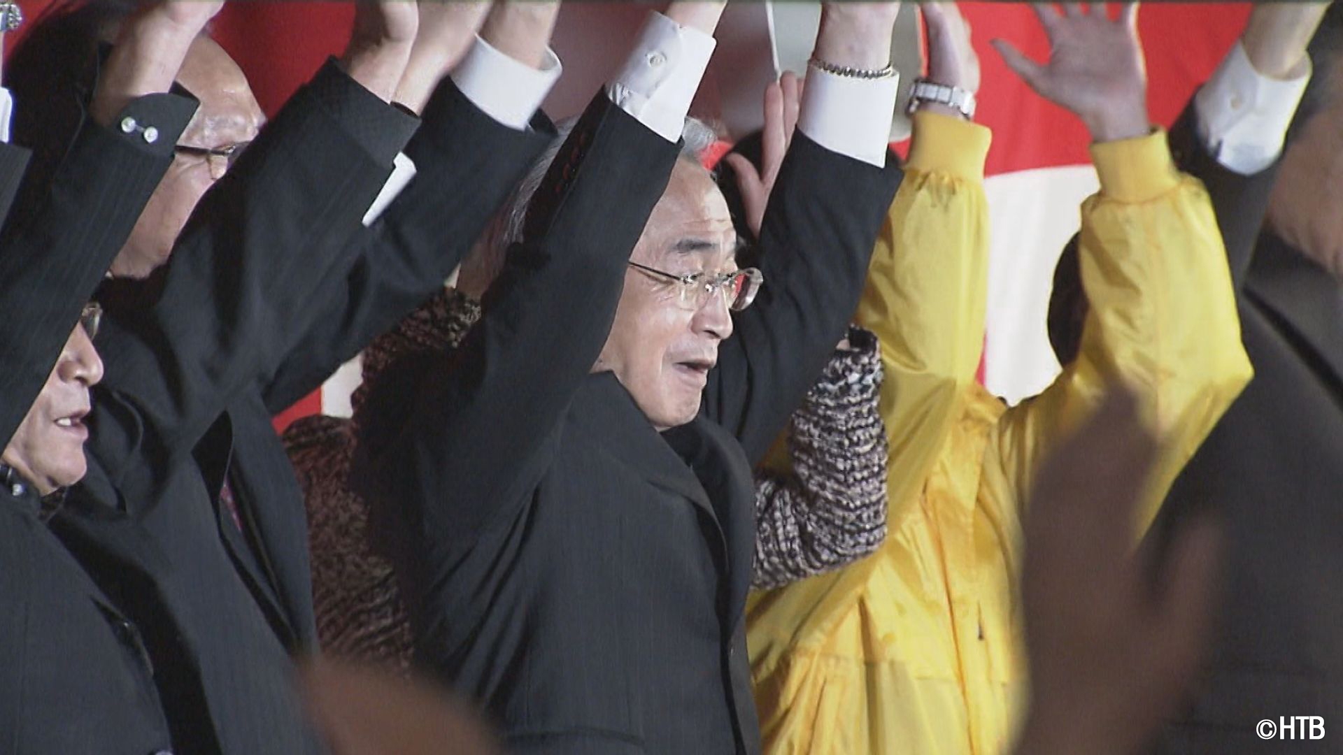 テレメンタリー2021「核のごみ 訣別の町長選 ~過疎のマチ 分断の先には~」文献調査を推進し町長選で勝利した片岡春雄町長(C)HTB