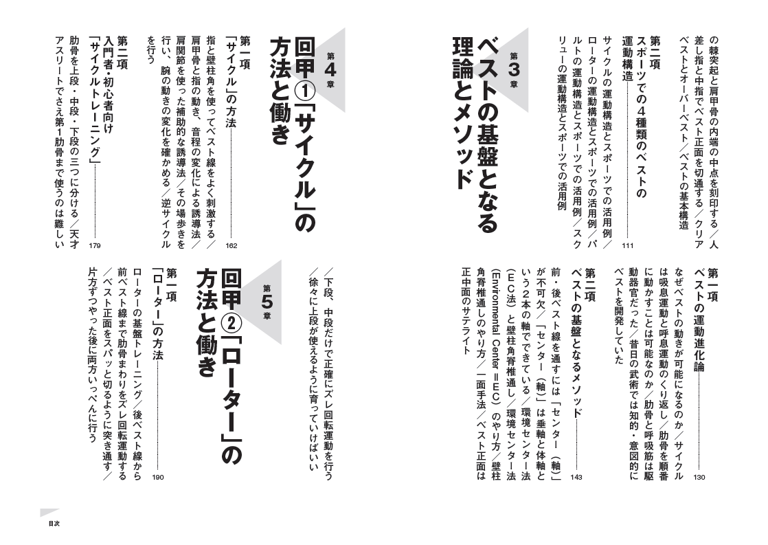 『肩甲骨が回れば、 アスリートの才能が爆発的に開花する!』目次②