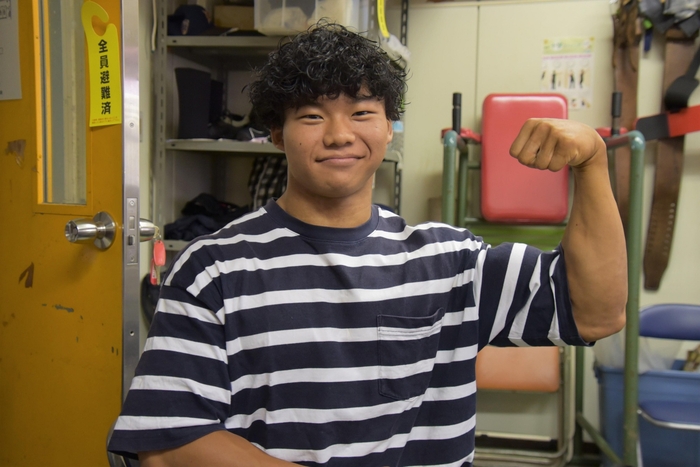 部室での久野選手