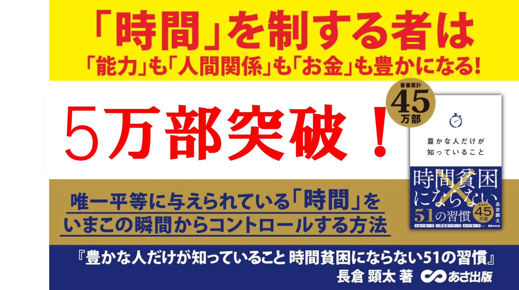 【“時間の使い方”を見直す人が急増！大重版！】『豊かな人だけが知っていること 時間貧困にならない51の習慣』5万部突破のお知らせ