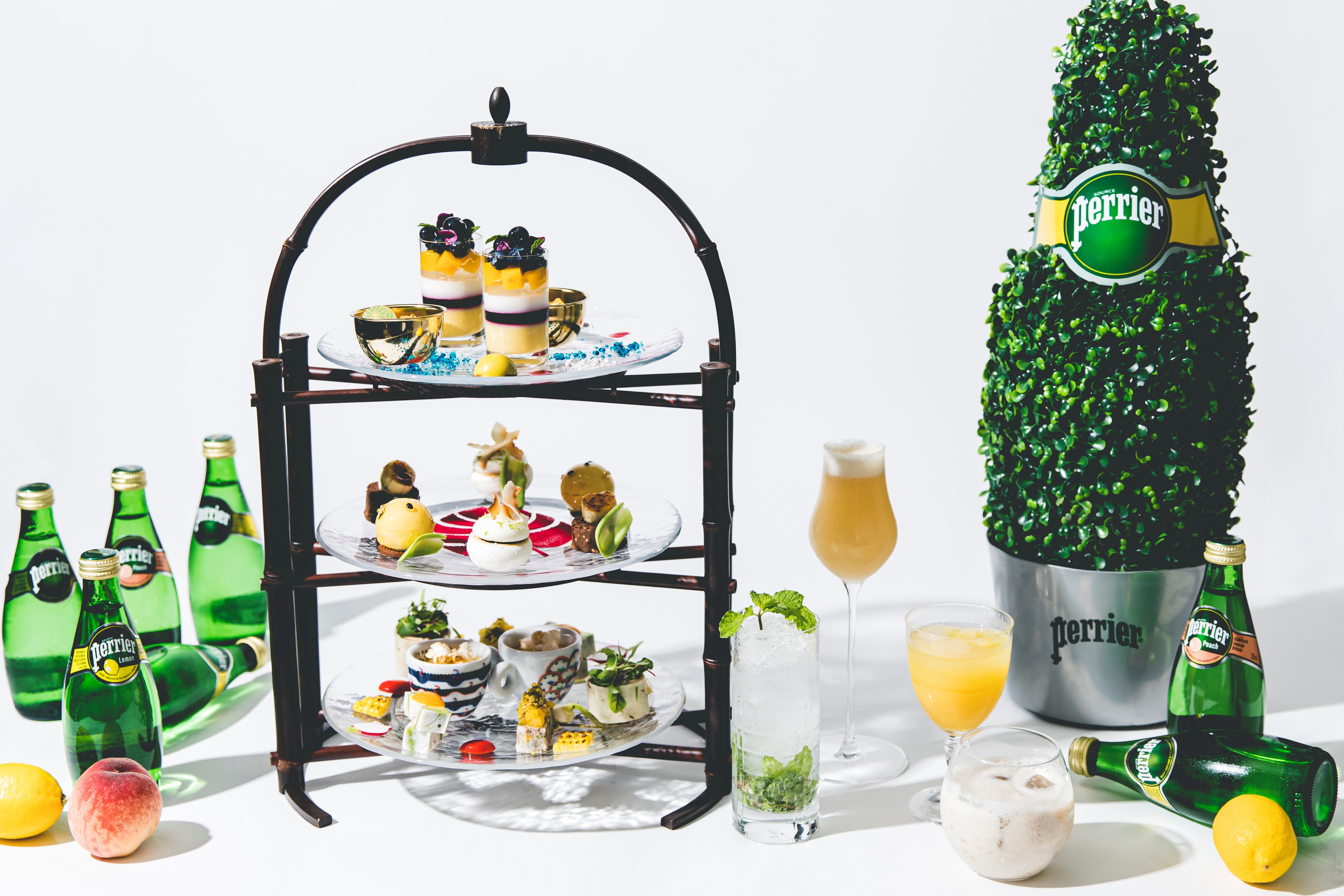 【ダーワ・悠洛 京都】 Perrierモクテルと共に、南国フルーツのスイーツを 「Summer Afternoon Tea Set with Perrier」販売