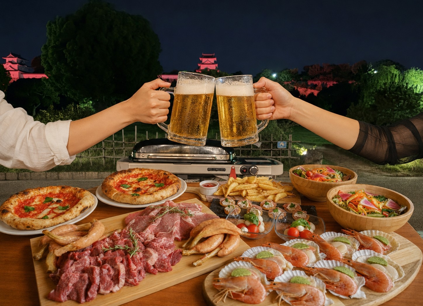 明石公園で、仕事帰りに乾杯！園内のカフェ「TTT」が夏限定『ビアガーデンBBQプラン』を7月15日から提供