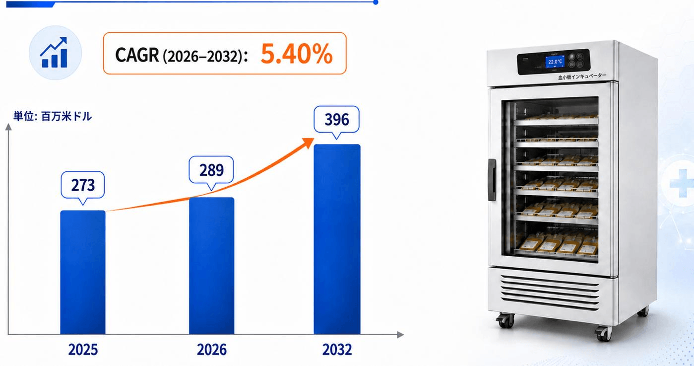 世界の血小板保存システム市場規模は2026年に289百万米ドルへ拡大し、2032年には396百万米ドルに達すると予測