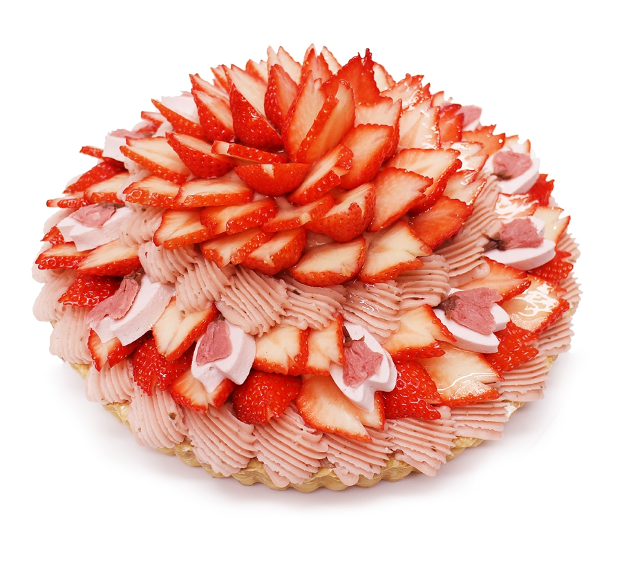 満開-いちごと桜のケーキー