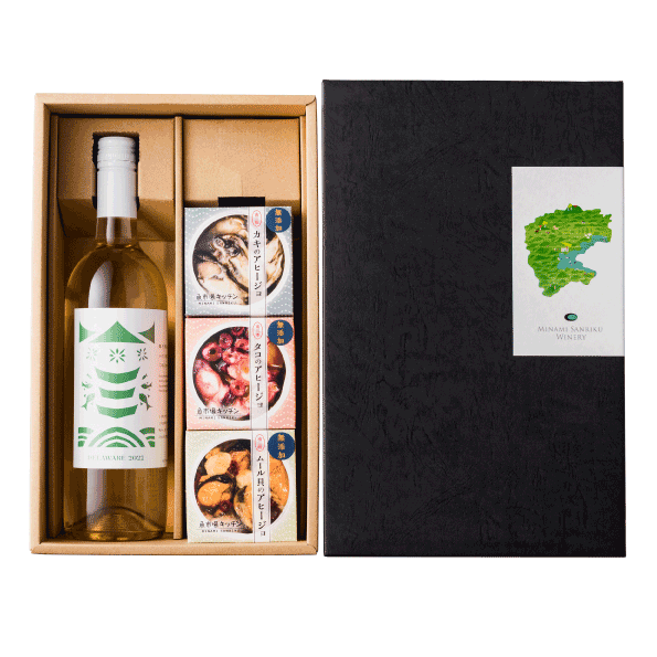 <南三陸ワイナリー>三陸マリアージュギフト「白ワイン」×「魚市場キッチン缶詰3種」
