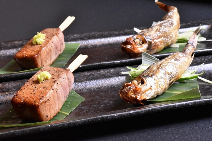 天然本まぐろ串焼き+めひかり一夜干し