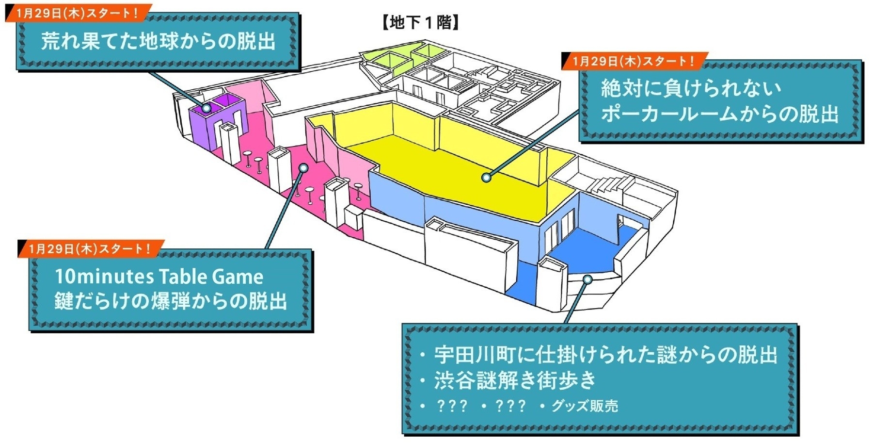 渋谷センター街からほど近いアクセス抜群の店舗がパワーアップ！明日1月29日(木)より3つの新作リアル脱出ゲームがスタート「リアル脱出ゲーム渋谷店」がパワーアップオープン！