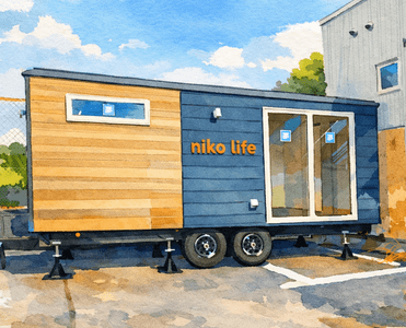 トレーラーハウスは納車済み、地域交流の拠点となります。