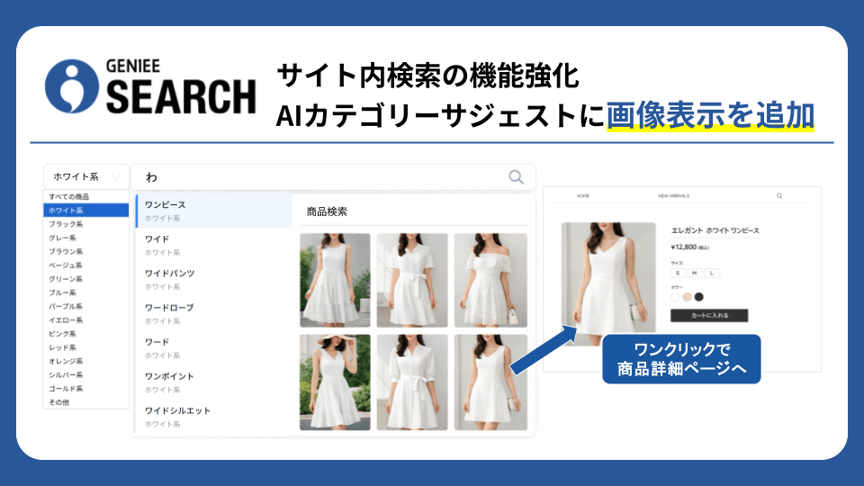 GENIEE SEARCHの「AIカテゴリーサジェスト」に画像表示を追加し、検索CTRの向上と離脱率低減を実現