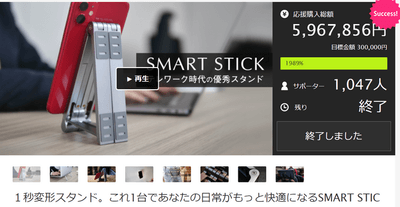 クラウドファンディングで目標金額1000％以上達成の累計880万円の支援を集めました