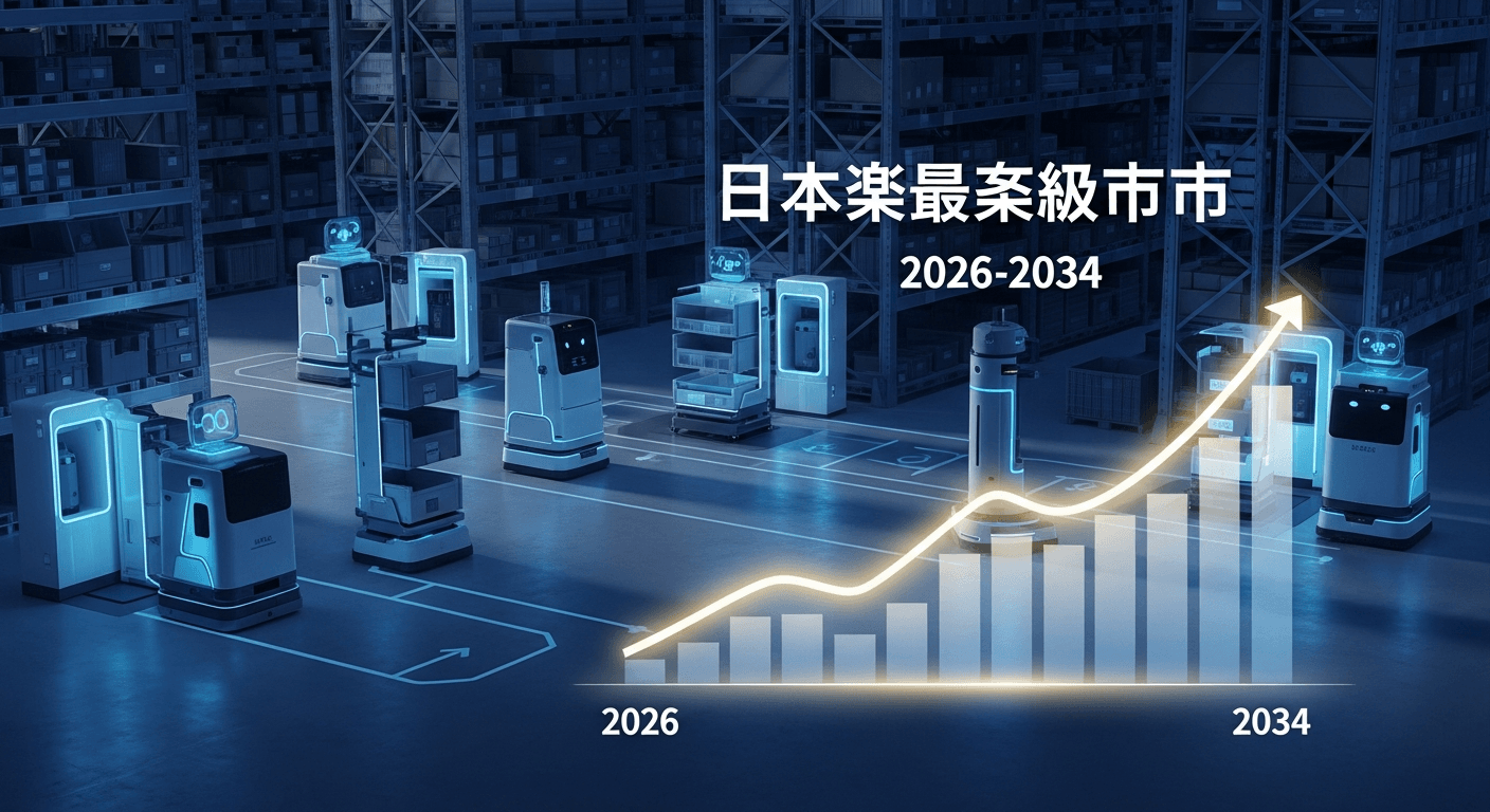 日本の倉庫ロボティクス市場の見通し：2034年までにUSD 1,632.6百万を超えると予測｜CAGR 14.63％で成長