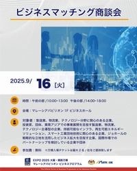 EXPO 2025 大阪・関西万博  マレーシアパビリオンビジネスプログラム 【23週目(9/15～9/19)　商談会・セミナーの開催】