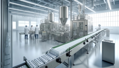 近代的な施設に設置された医薬品包装設備