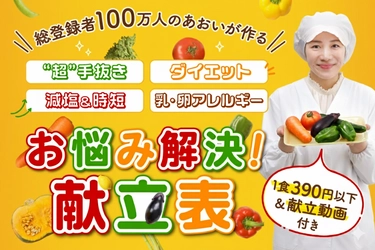 物価高とタイパ重視の時代に「給食」が救世主！ 総フォロワー110万人超の管理栄養士あおいが「4種の神献立」開発プロジェクトを始動