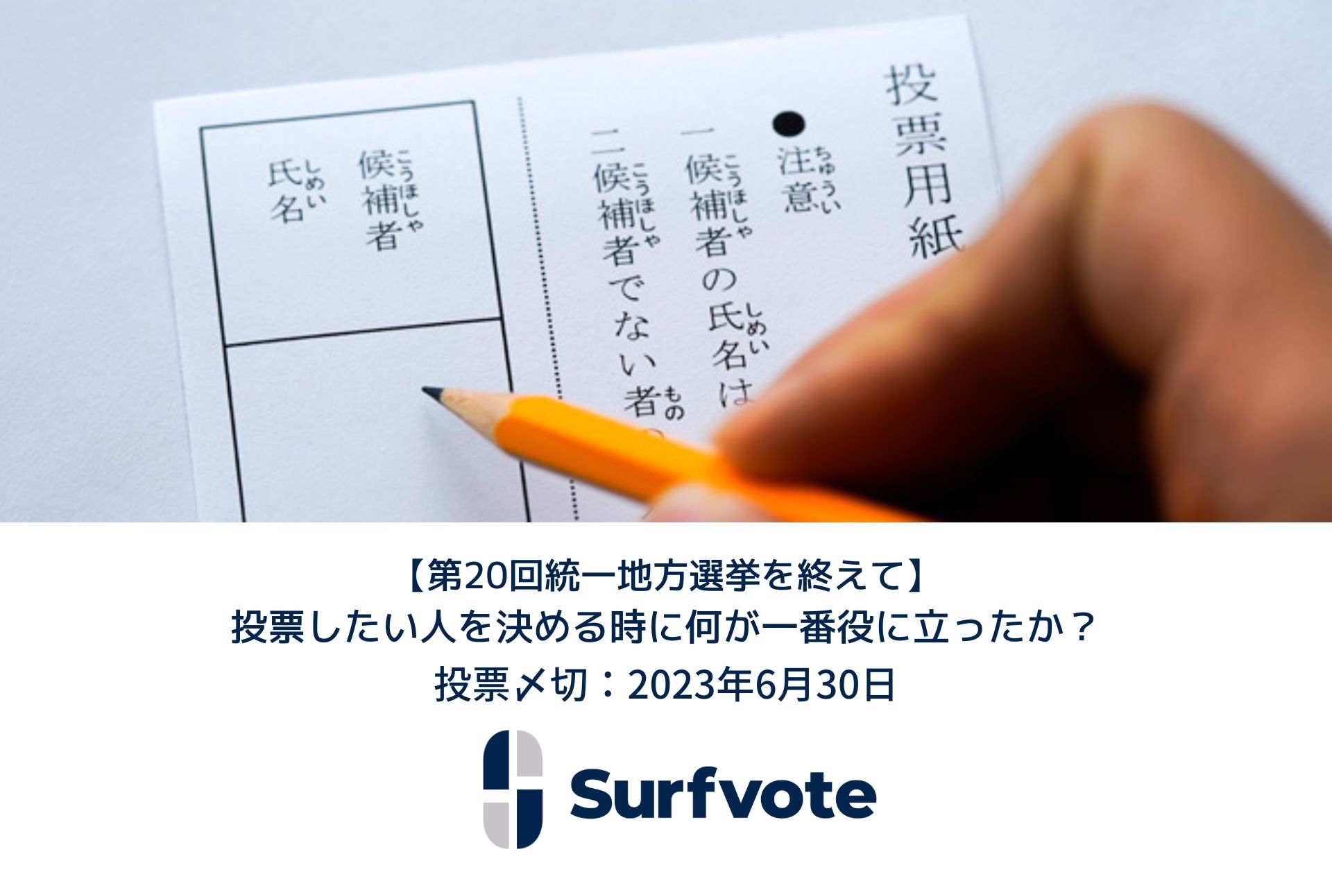 【第20回統一地方選挙を終えて】投票したい人を決める時に何が一番役に立ったか？Surfvoteで意見投票開始