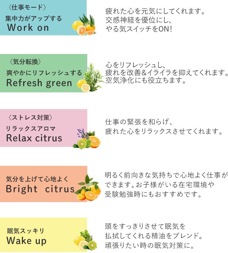 香りの定額プラン選べる香り5種