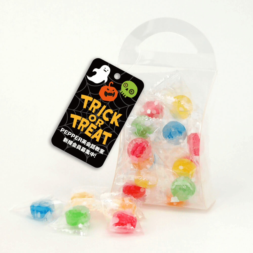 ハロウィンタグ付 手提げ型カラフルキャンディ