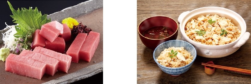 黒門市場 新魚栄 近大マグロセット(左)、近大の馳走詰合せ(右)