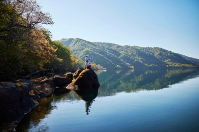折り返し地点の十和田湖
