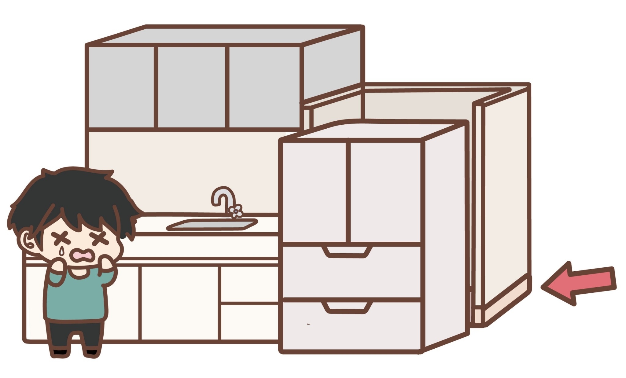 忘れがちな巾木の厚み!巾木を含めないで内寸を測ったため家具が入らず。