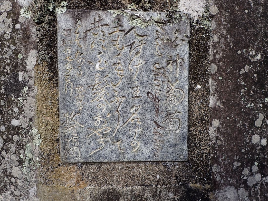 利元寺に残るシラガブドウの碑(アップ)