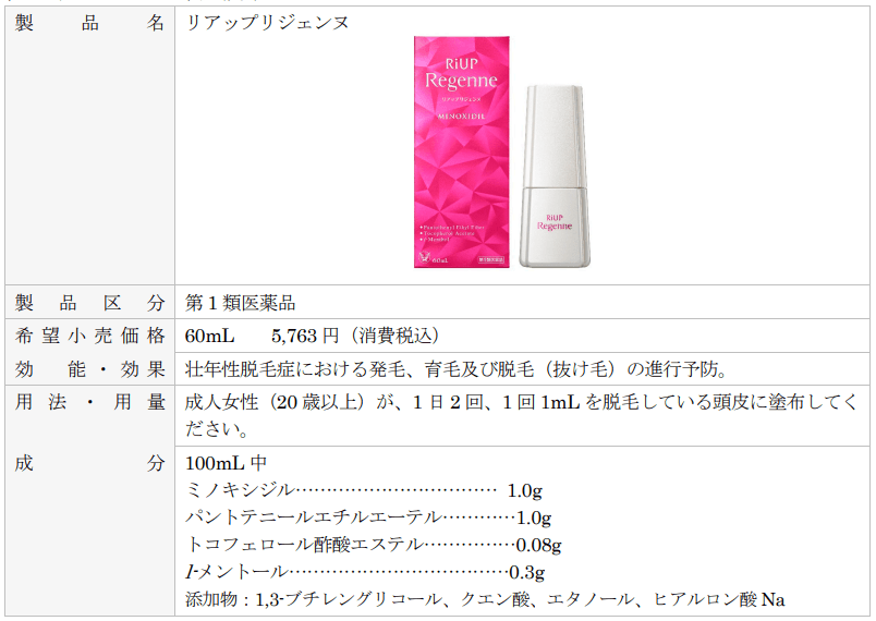 リアップリジェンヌ 製品概要