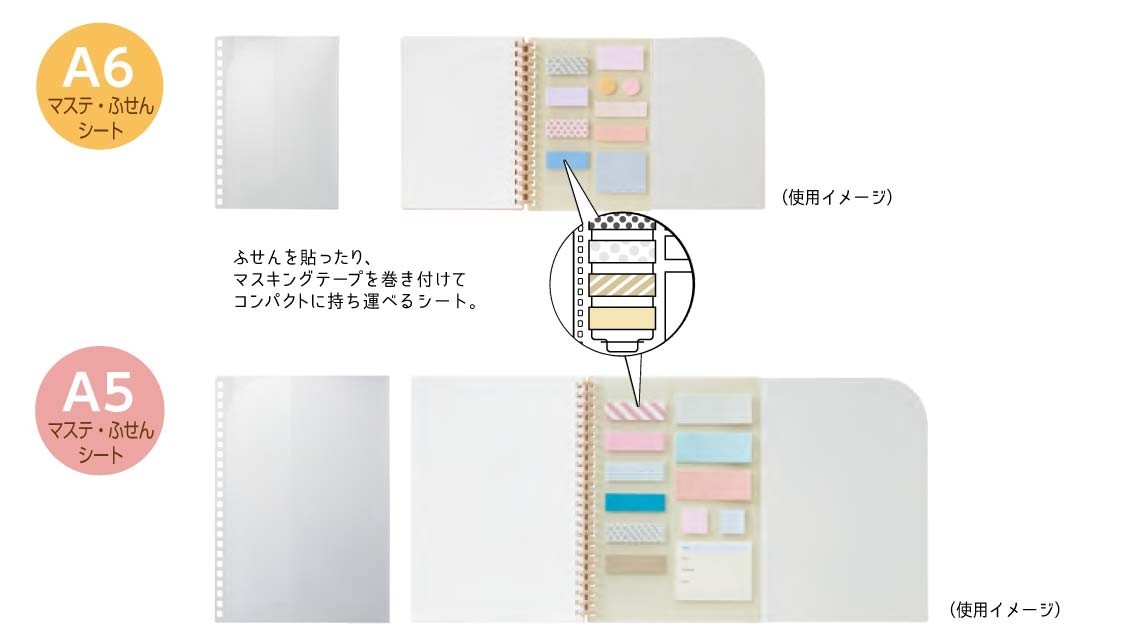 マステや付箋をノートと一緒に持ち歩けるシート
