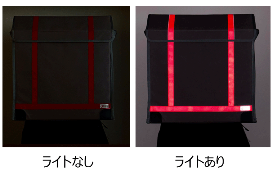 <リュクサックに取り付けられた反射材>