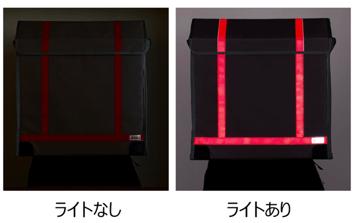 <リュクサックに取り付けられた反射材>