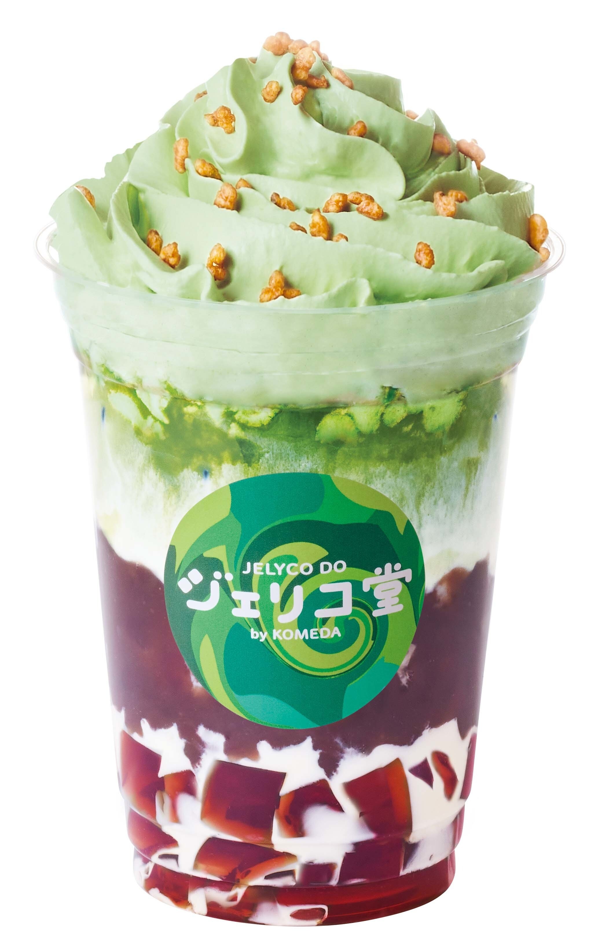 紅茶ジェリー&抹茶ミルク(抹茶ホイップ変更+玄米あられ+小倉あん)